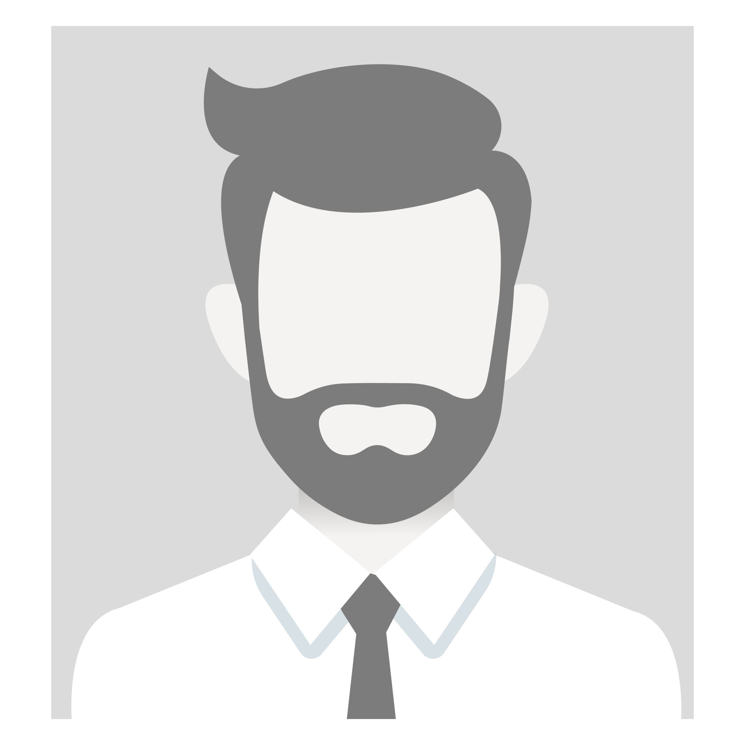 Default avatar photo placeholder. Grey profile picture icon for social network, resumes, forums and dating sites. Business man illustration isolated on white background.